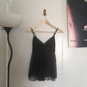 mesh/tulle long cami top